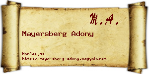 Mayersberg Adony névjegykártya